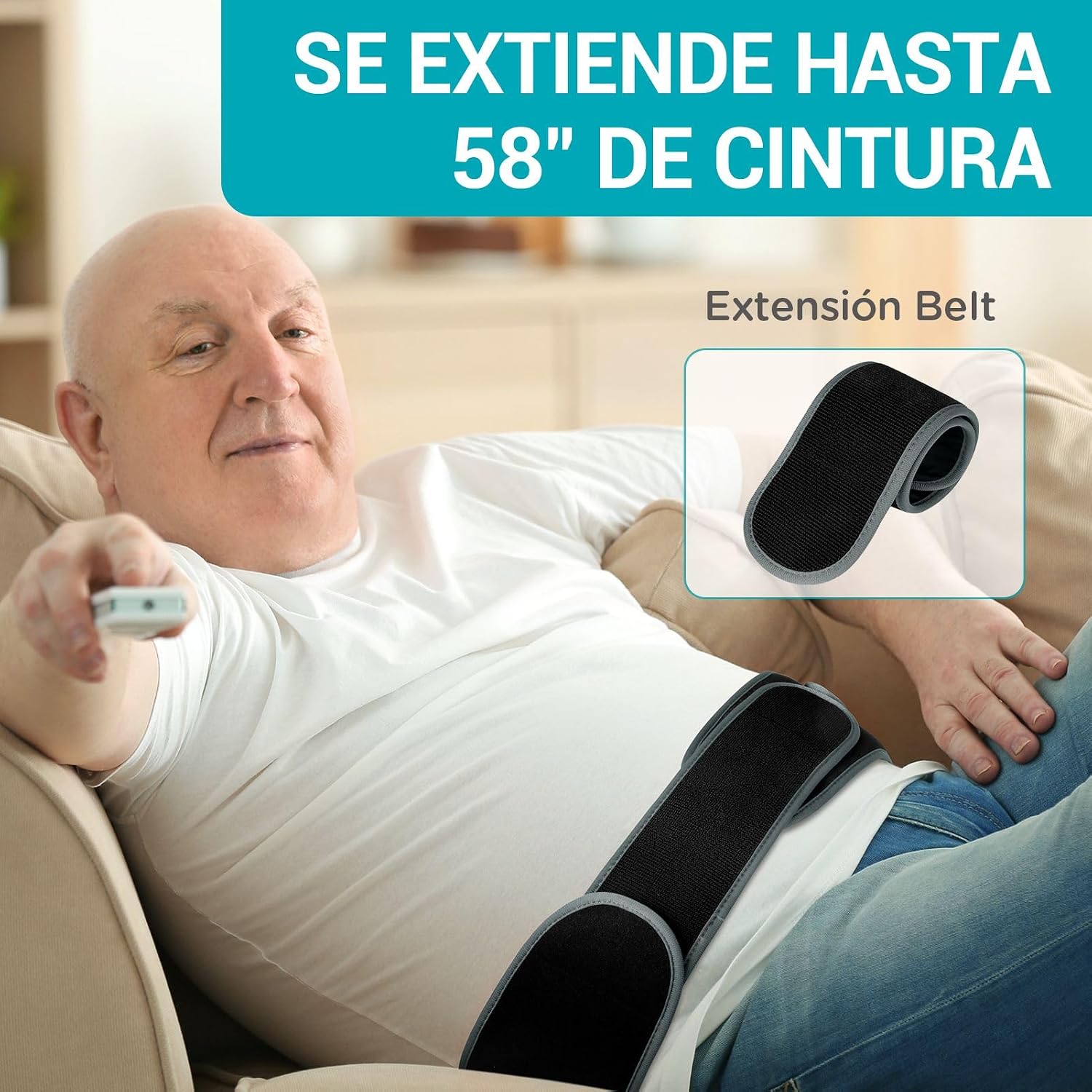 Cinturón térmico portable DVONE de felpa gris con calor y masaje